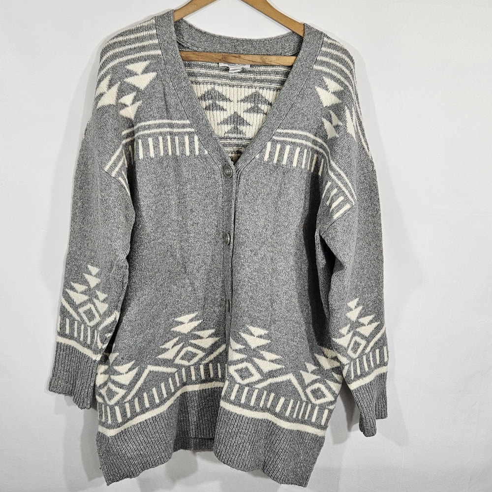 Coldwater Creek Gray and Cream Patterned Cardigan